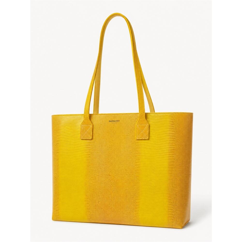 Burberry Calfskin Lizard Embossed London Tote Marigold New
